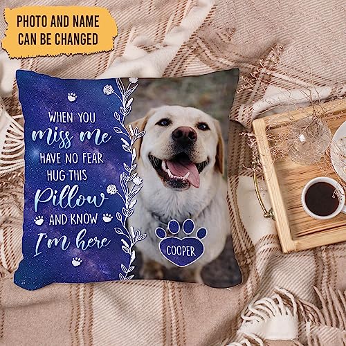 Hyturtle Personalized Pet Memorial Pillow 12"x12" (Insert Included) Sympathy Gifts for Loss of Dog Cat - Remembrance Gifts - Custom Photo Pet Memorial Gifts - When You Miss Me Pillow Sofa Home Decor