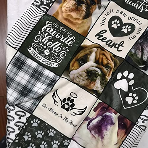 NIWAHO Pet Dog Memorial Gifts Personalized Custom Remembrance Blanket with Dog Photos and Name - in Loving Memory of Loss Dog Sympathy Gift for Kids and a Grieving Pet Owner, 30x40inch