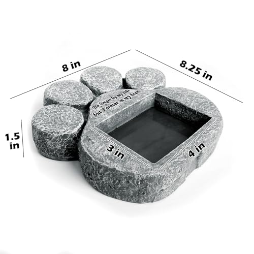 EXPAWLORER Pet Memorial Gifts - Pawprint Dog Memorial Gifts for Loss of Dog with Personalized Picture Frame, Pet Headstone Grave Markers with Sympathy Poem Remembrance Tombstone in Lawn Backyard