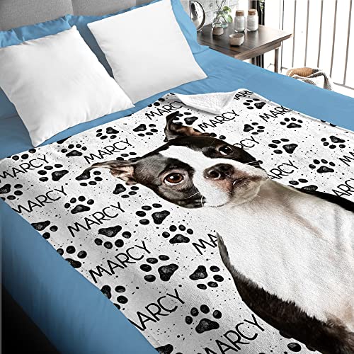 OARSE Personalized Pet Blanket with Dogs Picture Custom Dog Memorial Blanket Cat Throw Blankets Customized Photo Gift for Pets Lovers - Flannel, Queen