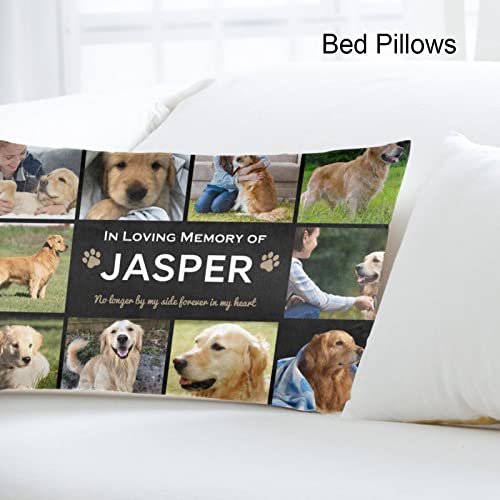 Dog Memorial Pillowcase Personalized with 10 Photos Collage - Loss of Dog Sympathy Rememberance Gifts - Custom Pillows with Picture Pet Dog Cat, 20X30