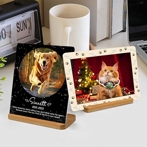 CUSTOM STEWARD Personalized Dog Metal Picture Frame, Custom Pet Memorial Gifts for Pet Lovers, Customized Pet Portrait, Unique Photo Frame for Pet Owners
