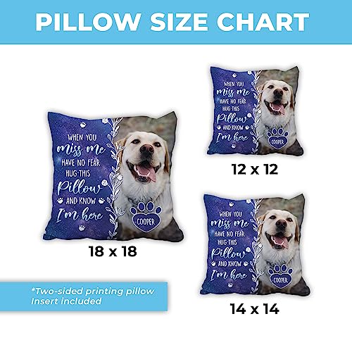 Hyturtle Personalized Pet Memorial Pillow 12"x12" (Insert Included) Sympathy Gifts for Loss of Dog Cat - Remembrance Gifts - Custom Photo Pet Memorial Gifts - When You Miss Me Pillow Sofa Home Decor