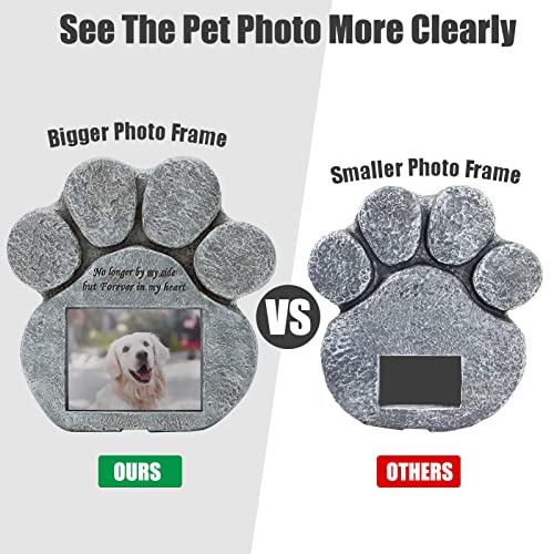 EXPAWLORER Pet Memorial Gifts - Pawprint Dog Memorial Gifts for Loss of Dog with Personalized Picture Frame, Pet Headstone Grave Markers with Sympathy Poem Remembrance Tombstone in Lawn Backyard