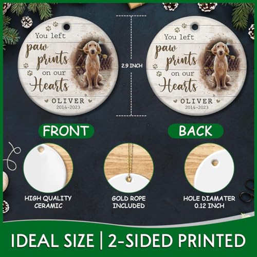 Custom Pet Memorial Ornaments - Personalized Paw Print Tribute