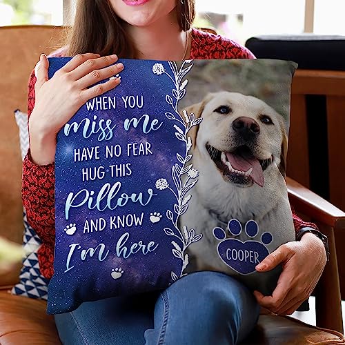 Hyturtle Personalized Pet Memorial Pillow 12"x12" (Insert Included) Sympathy Gifts for Loss of Dog Cat - Remembrance Gifts - Custom Photo Pet Memorial Gifts - When You Miss Me Pillow Sofa Home Decor