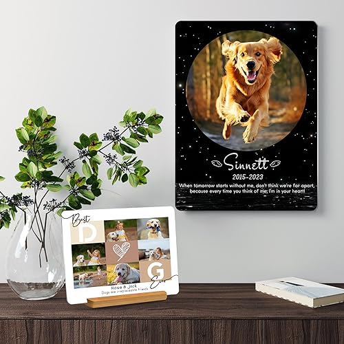 CUSTOM STEWARD Personalized Dog Metal Picture Frame, Custom Pet Memorial Gifts for Pet Lovers, Customized Pet Portrait, Unique Photo Frame for Pet Owners