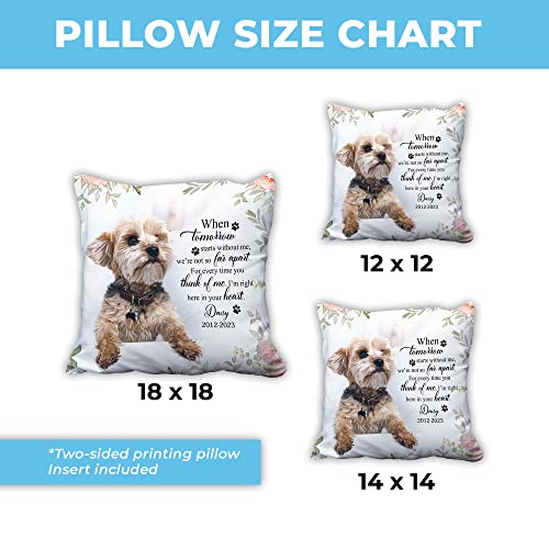 Hyturtle Personalized Pet Photo Memorial Pillow 12"x12" (Insert Included) Sympathy Gifts for Loss of Dog - Dog Remembrance Gifts - Custom Pet Memorial Gifts - When Tomorrow Pillow Sofa Home Decor