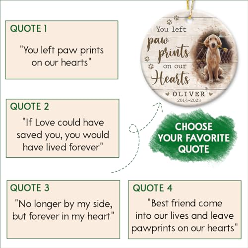 Custom Pet Memorial Ornaments - Personalized Paw Print Tribute