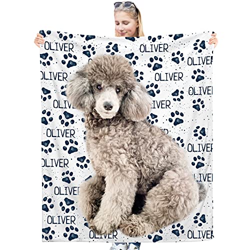 OARSE Personalized Pet Blanket with Dogs Picture Custom Dog Memorial Blanket Cat Throw Blankets Customized Photo Gift for Pets Lovers - Flannel, Queen