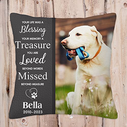 Custom Pet Memorial Pillow Cases Customized Dog Cat Name Photo Pillowcase Personalized Picture Throw Pillow Cover Dog Lovers Gifts Home Decor