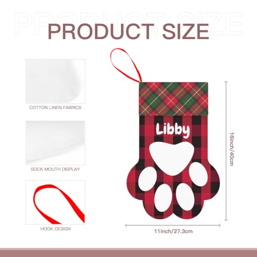 Personalized Custom Christmas Stocking for Pet with Paw Design