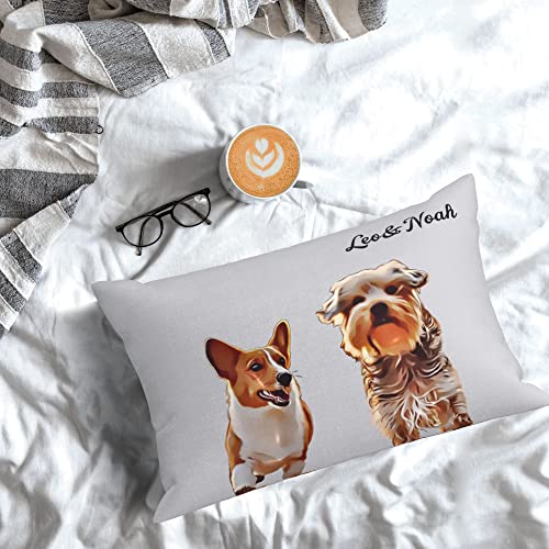 Custom Pet Photo Pillow Cover, Personalized Cat & Dog Pillowcase, 14" x 20" Pet Throw Pillow Case with Photo Name, Two-Sides Printed Cushion Covers, Customized Gifts for Pet Lovers, Pet Memorial Gifts