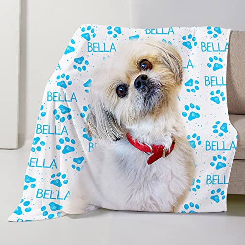OARSE Personalized Pet Blanket with Dogs Picture Custom Dog Memorial Blanket Cat Throw Blankets Customized Photo Gift for Pets Lovers - Flannel, Queen