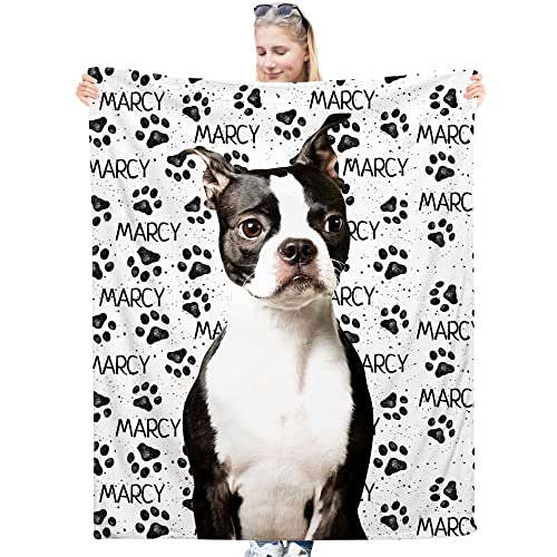 OARSE Personalized Pet Blanket with Dogs Picture Custom Dog Memorial Blanket Cat Throw Blankets Customized Photo Gift for Pets Lovers - Flannel, Queen