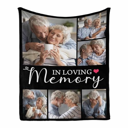 LOSARON Personalized Sympathy Blanket Custom Memorial Blankets with Photos Bereavement Blanket Grief,Memorial Gift for Loss of Mother Dad in Heaven