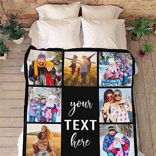 MyPupSocks Custom Photo Collage Blanket for Family, Customized Bed Blanket with 10 Pictures & Text for Best Friends Kids Personalized Your Own Photos on Throw Blanket for Birthday Memorial Gifts