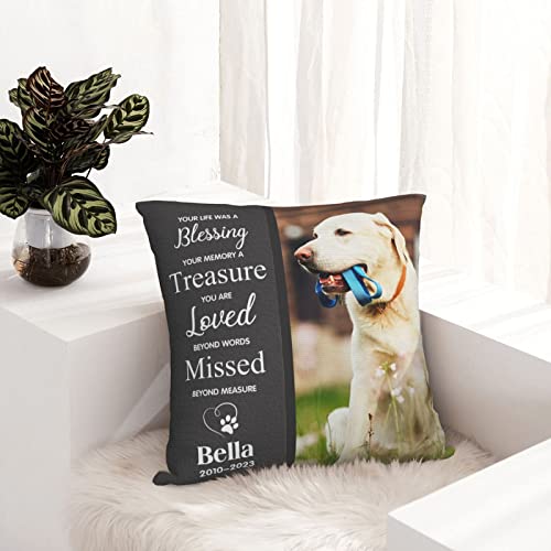 Custom Pet Memorial Pillow Cases Customized Dog Cat Name Photo Pillowcase Personalized Picture Throw Pillow Cover Dog Lovers Gifts Home Decor