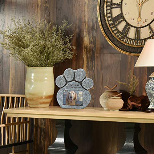 EXPAWLORER Pet Memorial Gifts - Pawprint Dog Memorial Gifts for Loss of Dog with Personalized Picture Frame, Pet Headstone Grave Markers with Sympathy Poem Remembrance Tombstone in Lawn Backyard