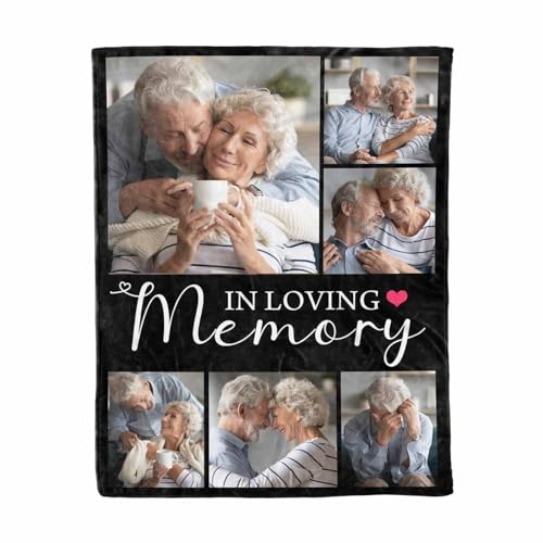 LOSARON Personalized Sympathy Blanket Custom Memorial Blankets with Photos Bereavement Blanket Grief,Memorial Gift for Loss of Mother Dad in Heaven