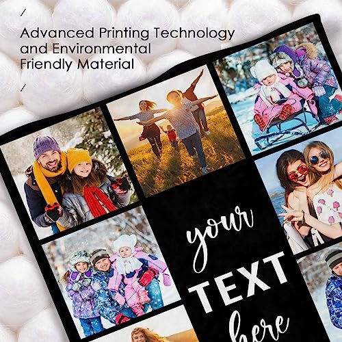 MyPupSocks Custom Photo Collage Blanket for Family, Customized Bed Blanket with 10 Pictures & Text for Best Friends Kids Personalized Your Own Photos on Throw Blanket for Birthday Memorial Gifts
