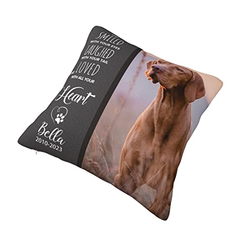Custom Pet Memorial Pillow Cases Customized Dog Cat Name Photo Pillowcase Personalized Picture Throw Pillow Cover Dog Lovers Gifts Home Decor