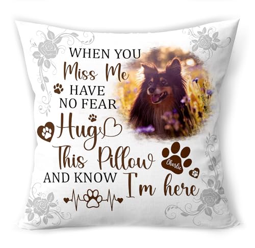 GETPER Custom Pet Photo Memorial Throw Pillow (Insert Included), Pet Loss Gifts Sympathy Gift for Pet, Custom Photo Pillow, Dog Memorial Gift for Loss of Dog, Pet Pillows Personalized Photo Pillow