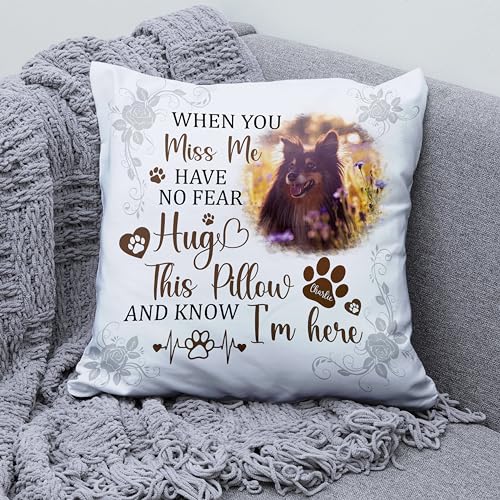 GETPER Custom Pet Photo Memorial Throw Pillow (Insert Included), Pet Loss Gifts Sympathy Gift for Pet, Custom Photo Pillow, Dog Memorial Gift for Loss of Dog, Pet Pillows Personalized Photo Pillow