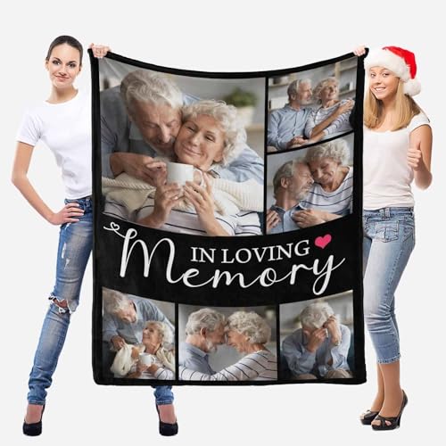 LOSARON Personalized Sympathy Blanket Custom Memorial Blankets with Photos Bereavement Blanket Grief,Memorial Gift for Loss of Mother Dad in Heaven