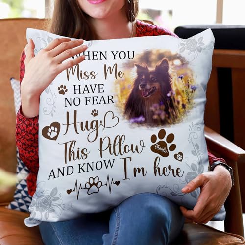 GETPER Custom Pet Photo Memorial Throw Pillow (Insert Included), Pet Loss Gifts Sympathy Gift for Pet, Custom Photo Pillow, Dog Memorial Gift for Loss of Dog, Pet Pillows Personalized Photo Pillow