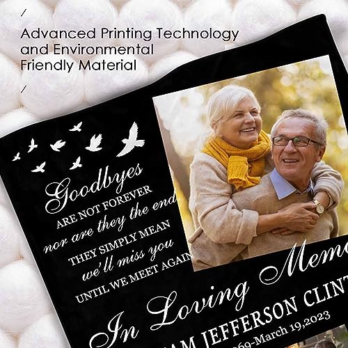 Artsadd Custom Blanket for Mom in Heaven Personalized Goodbye Lover Memorial Throw Blanket with Picture Customized Loss Gift for Loved One Son, Daughter, Grandma, Grandpa, Dog, Cat 60x80