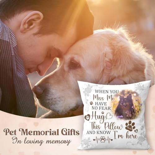 GETPER Custom Pet Photo Memorial Throw Pillow (Insert Included), Pet Loss Gifts Sympathy Gift for Pet, Custom Photo Pillow, Dog Memorial Gift for Loss of Dog, Pet Pillows Personalized Photo Pillow
