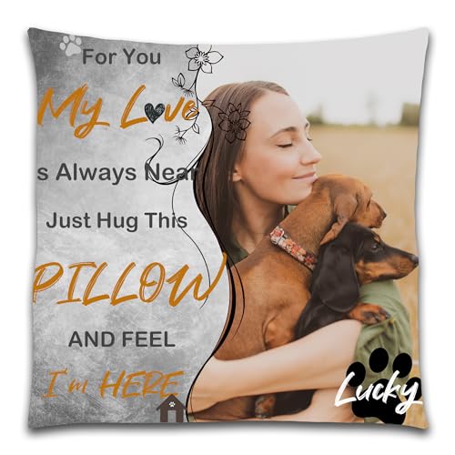 Blireana Custom Personalized Pet Memorial Throw Pillows Case,Loss of Pet Sympathy Gift,Pet Remembrance Gift in Memory of Dog Cat,Perfect Keepsake Pillow for Pet Lovers-No Filling (Gray 01)