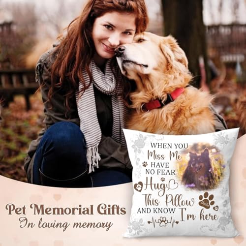 GETPER Custom Pet Photo Memorial Throw Pillow (Insert Included), Pet Loss Gifts Sympathy Gift for Pet, Custom Photo Pillow, Dog Memorial Gift for Loss of Dog, Pet Pillows Personalized Photo Pillow