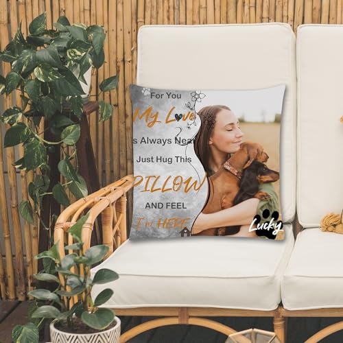 Blireana Custom Personalized Pet Memorial Throw Pillows Case,Loss of Pet Sympathy Gift,Pet Remembrance Gift in Memory of Dog Cat,Perfect Keepsake Pillow for Pet Lovers-No Filling (Gray 01)