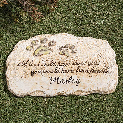 Fox Valley Traders Personalized Forever Pet Memorial Garden Stone, Customized Indoor/Outdoor Décor, Crafted with 100% Resin, Loss of Pet Sympathy Gift – Measures 12” Long x 7 ½” Wide x ½” High