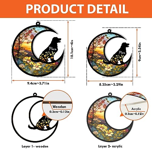 Nazenti Dog Memorial Suncatcher, Personalized Name Dog Breeds Suncatcher, Loss of Pet Sympathy Gift, Stained Glass Light Catcher, Suncatcher Hang for Pet Christmas Tree, Xmas Gifts