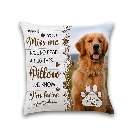 NHI Clothing Personalized Memorial Pets Pillow Case, Custom Pets Photo with Text - Variety Size - Polyester Cover - Optional Insert - Double Sided - Gift for Lover Pets