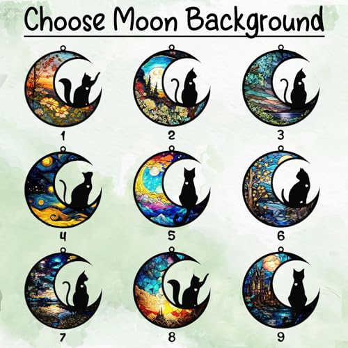 NAZENTI Personalized Cat Suncatcher Memorial Ornament, Cat on Moon for Suncatcher Gifts, Memorial Gift Loss of Cat, Gifts for Cat Lovers, Loss of Cat, Memory Remember Cat, Xmas Gift A01