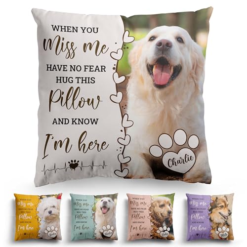 Custom Pet Photo Memorial Throw Pillow, Loss of Dog Sympathy Gift, Personalized Pet Memorial Pillow Cover, Memorial Gifts, Dog Pillows, Cat, Dog Memorial Gifts for Loss of Dog - D1