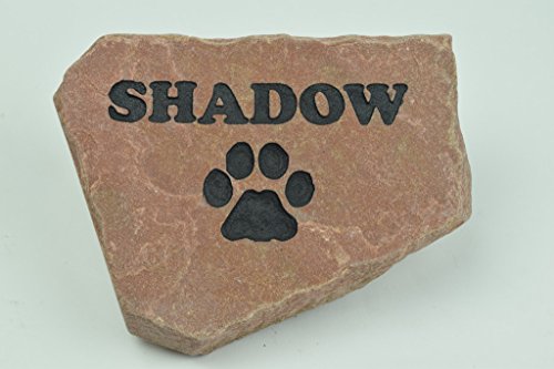 GraphicRocks Personalized Red Pet Memorial Stone Headstone Grave Marker Dog or Cat with Paw Print and Engraved with Name of Your Pet