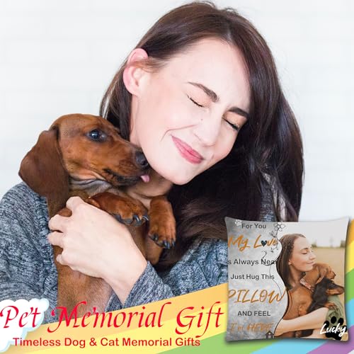 Blireana Custom Personalized Pet Memorial Throw Pillows Case,Loss of Pet Sympathy Gift,Pet Remembrance Gift in Memory of Dog Cat,Perfect Keepsake Pillow for Pet Lovers-No Filling (Gray 01)