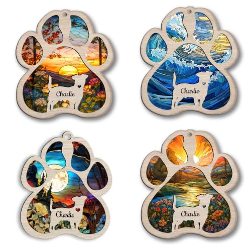 Nazenti Personalized Dog Memorial Suncatcher, Custom Dog Suncatcher, Dog Memorial Ornament, Loss of Pet Dog Ornament, Sympathy Gift, Dog Memorial Gift, Dog Ornament Christmas Tree, Dog Lovers Gifts