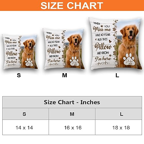 NHI Clothing Personalized Memorial Pets Pillow Case, Custom Pets Photo with Text - Variety Size - Polyester Cover - Optional Insert - Double Sided - Gift for Lover Pets
