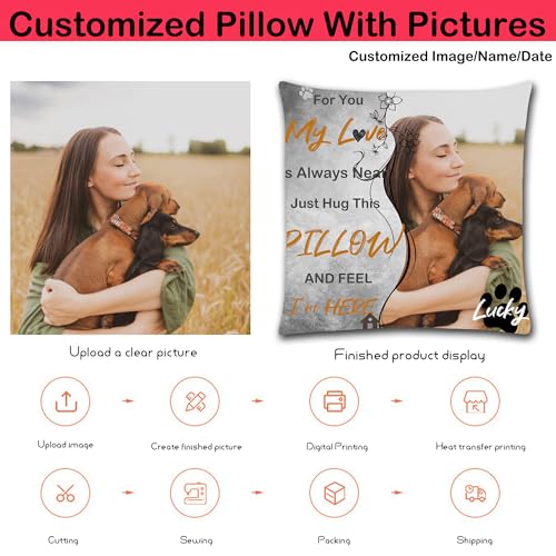 Blireana Custom Personalized Pet Memorial Throw Pillows Case,Loss of Pet Sympathy Gift,Pet Remembrance Gift in Memory of Dog Cat,Perfect Keepsake Pillow for Pet Lovers-No Filling (Gray 01)
