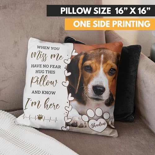 Custom Pet Photo Memorial Throw Pillow, Loss of Dog Sympathy Gift, Personalized Pet Memorial Pillow Cover, Memorial Gifts, Dog Pillows, Cat, Dog Memorial Gifts for Loss of Dog - D1