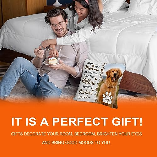 NHI Clothing Personalized Memorial Pets Pillow Case, Custom Pets Photo with Text - Variety Size - Polyester Cover - Optional Insert - Double Sided - Gift for Lover Pets