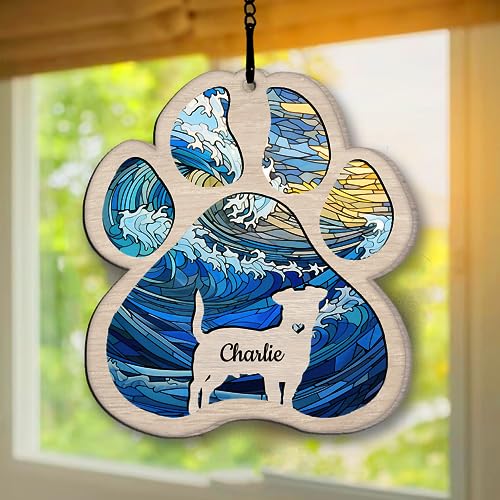 Nazenti Personalized Dog Memorial Suncatcher, Custom Dog Suncatcher, Dog Memorial Ornament, Loss of Pet Dog Ornament, Sympathy Gift, Dog Memorial Gift, Dog Ornament Christmas Tree, Dog Lovers Gifts