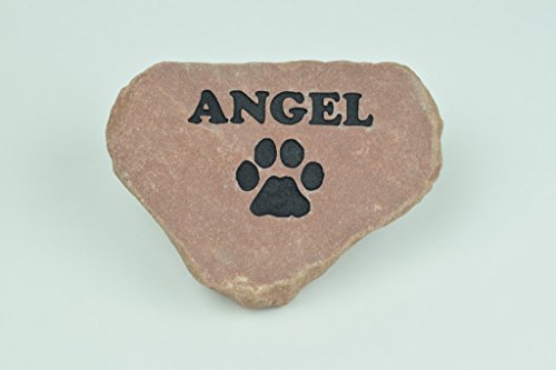 GraphicRocks Personalized Red Pet Memorial Stone Headstone Grave Marker Dog or Cat with Paw Print and Engraved with Name of Your Pet