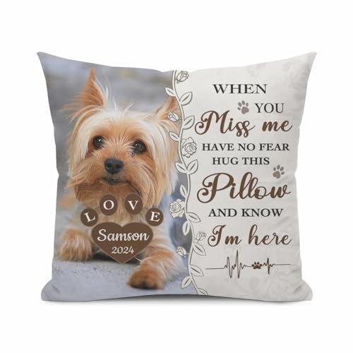 Alienc Personalized Pet Memorial Gifts, Custom Photo and Name Dog Throw Pillowcase (Pillow Insert not Included), Lost Pet Gift, Personalized Dog Memorial Gift